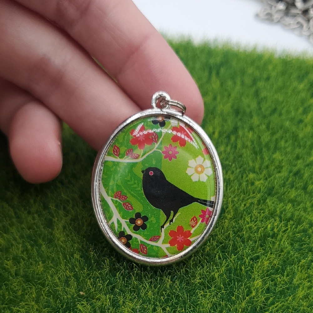 Double Sided Colorful Bird Pendant P401